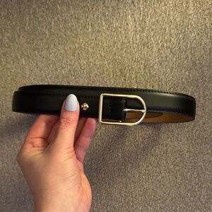 Kate Spade Black Leather Belt L/XL with Silver Buckle